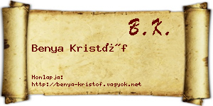 Benya Kristóf névjegykártya